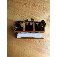 Wooden Cutlery Holder (Medium) – Handmade Wooden Utensil Organizer for Kitchen Countertop, Spacious Cutlery Stand with Natural Finish, Eco-Friendly Storage for Home & Dining